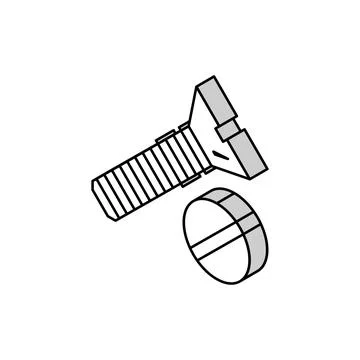 Flat head screw isometric icon vector illustration Stock Illustration