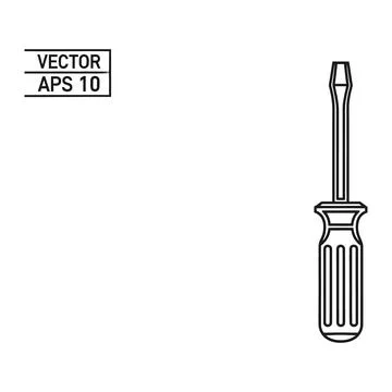 Flat head screwdriver outline icon for repair, tools, and home improvement Stock Illustration