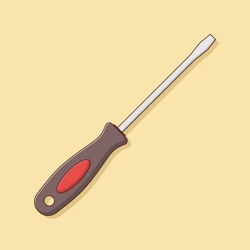 Flat Head Screwdriver Vector Icon Illustration. Tools Vector. Flat Cartoon .. Stock Illustration