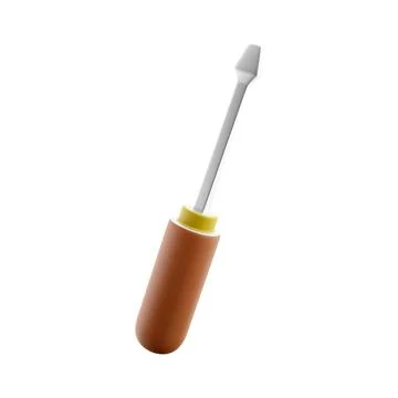 Flat head screwdriver on white background in 3D rendering illustration Stock Illustration