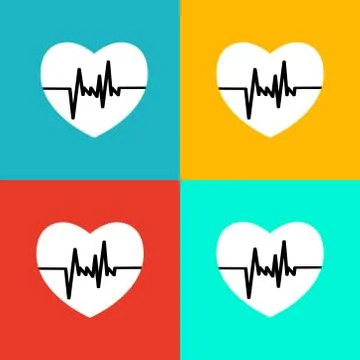 Flat  heart beat icon Illustrazione stock
