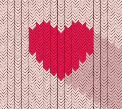 Flat heart icon in herringbone pattern Stock Illustration