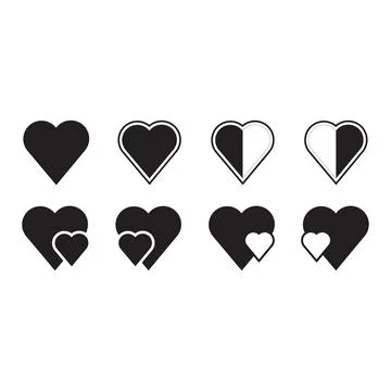 Flat Heart icon set symbol vector Illustration. Stock Illustration