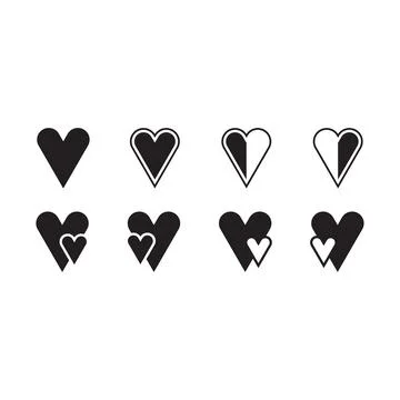 Flat Heart icon set symbol vector Illustration. Stock Illustration