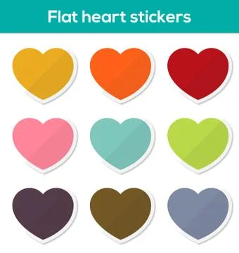 Flat heart stickers Stock Illustration