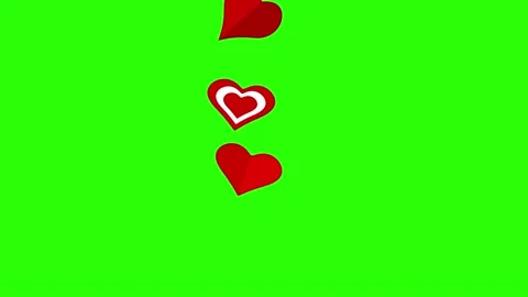 Flat hearts icons design elements animation on green screen chroma key Stock Footage 146124630