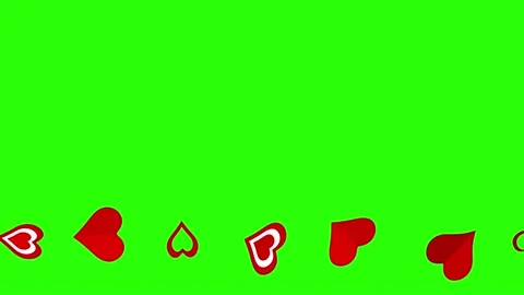 Flat hearts icons design elements animation on green screen chroma key Stock Footage 146124650