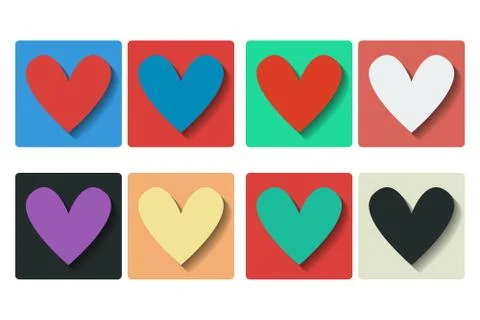 Flat hearts icons Stock Illustration