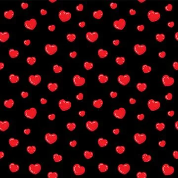 Flat hearts seamless pattern. Red and black Stock Illustration