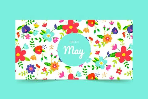 Flat hello may background Stock Illustration