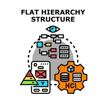 Flat hierarchy structure connecting various computing elements イラスト素材