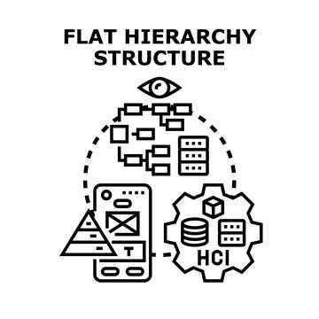 Flat hierarchy structure connecting various computing elements Stock Illustration