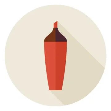 Flat Highlighter Marker Circle Icon with Long Shadow Illustrazione stock