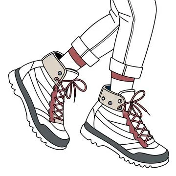 Flat Hiking Boots Vector Illustration for Travel Stock Illustration