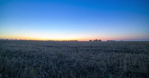 Flat hill meadow timelapse at the summer sunrise time. Wild nature and rural Stock Footage 287296726
