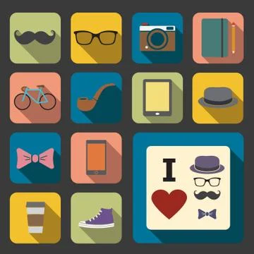 Flat hipster icon Stock Illustration