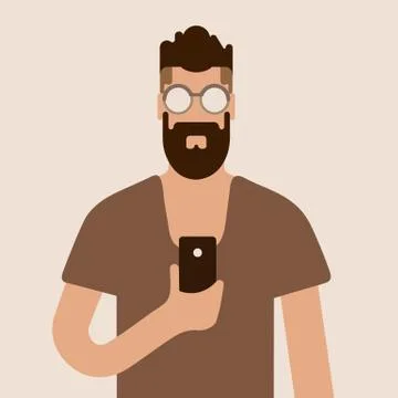 Flat hipster man character . Vector illustration . Stock Illustration