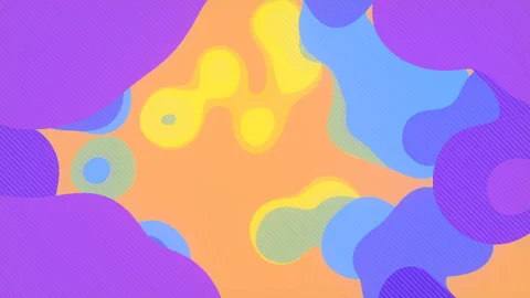 Flat holographic flowing magic liquid drops. 3d rendering loop animation HD Stock-Footage 174693480