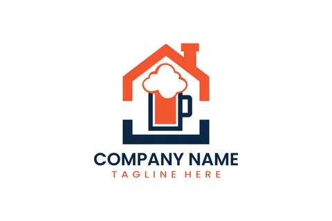 Flat home beer logo template vector design illustration Stock Illustration