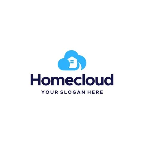 Flat HOME CLOUD building real estate Logo design Stock Illustration