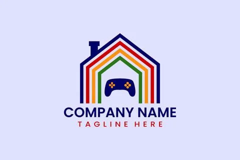 Flat home game logo template design illustration Stock Illustration