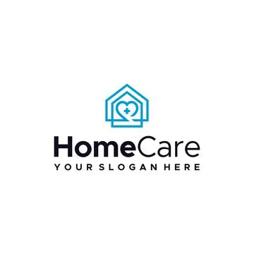 Flat HomeCare plus heart building logo design Stock Illustration