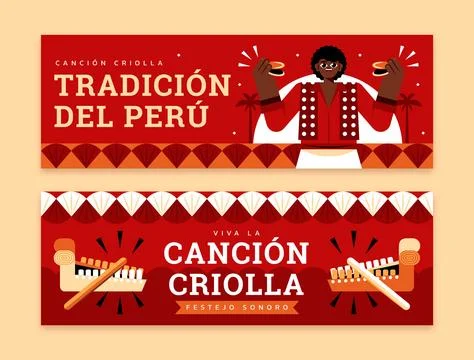 Flat horizontal banner template for peruvian dia de la cancion criolla cele.. Stock Illustration