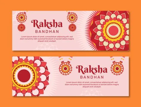 Flat horizontal banner template for raksha bandhan festival celebration Stock Illustration