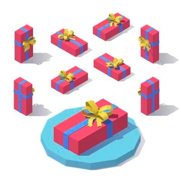 Flat horizontal gift box Stock Illustration