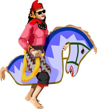 Flat Horse Java Dancer Indonesia Stock Illustration