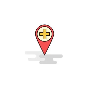 Flat Hospital location Icon. Vector Illustrazione stock