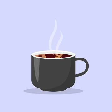 Flat hot black coffee cup mockup steam icon vector Stock Illustration