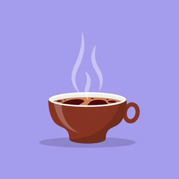 Flat hot brown coffee cup mockup steam icon vector Stock Illustration