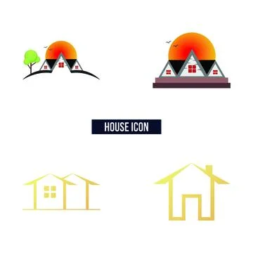 Flat house logo set symbol vector Illustration. Stock Illustration