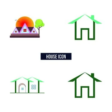 Flat house logo set symbol vector Illustration. Stock Illustration