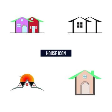 Flat house logo set symbol vector Illustration. Stock Illustration
