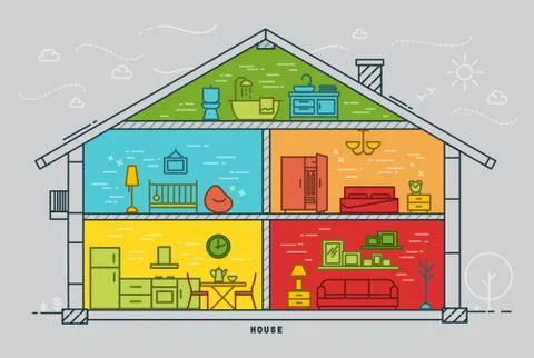 Flat house silhouette Stock Illustration
