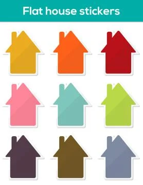 Flat house stickers Stock Illustration