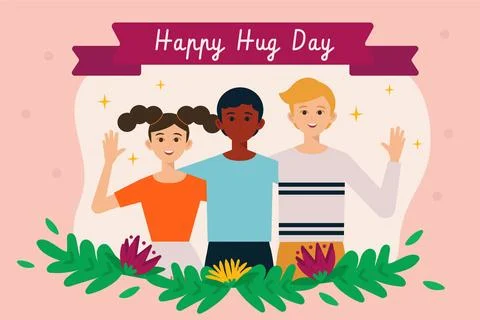 Flat hug day background Stock Illustration