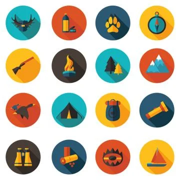 Flat hunting icons in vector format Stock Illustration