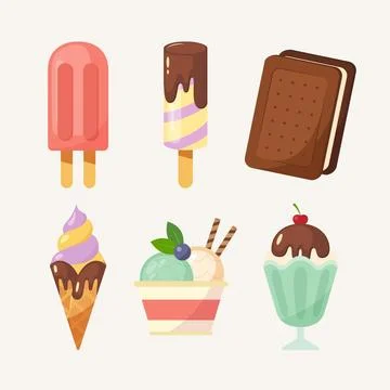 Flat ice cream pack Stock Illustration