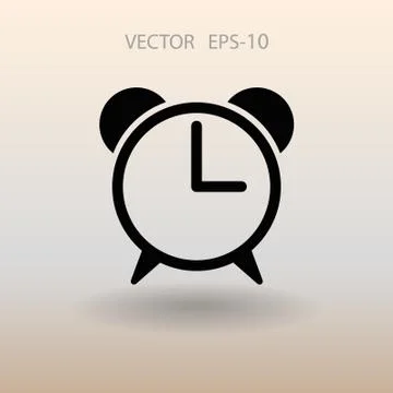 Flat icon of alarm clock. vector illustration Stock Illustration