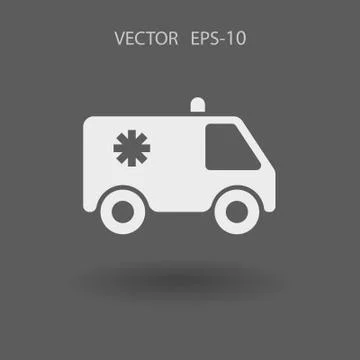 Flat  icon of ambulance vector illustration Stock Illustration