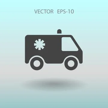 Flat  icon of ambulance vector illustration Stock Illustration