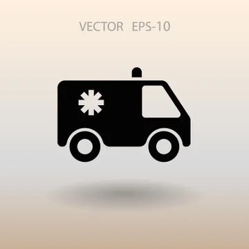 Flat  icon of ambulance vector illustration Stock Illustration