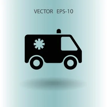 Flat  icon of ambulance vector illustration Stock Illustration