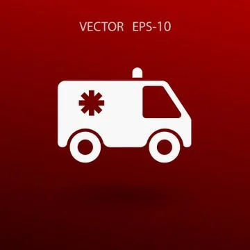 Flat  icon of ambulance vector illustration Ilustração Stock