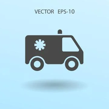 Flat  icon of ambulance vector illustration Stock Illustration