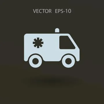 Flat  icon of ambulance vector illustration Stock Illustration
