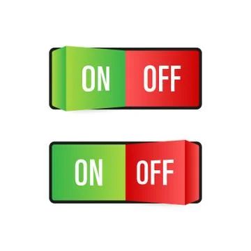 Flat icon On and Off Toggle switch button vector format. Vector stock illustr Illustrazione stock